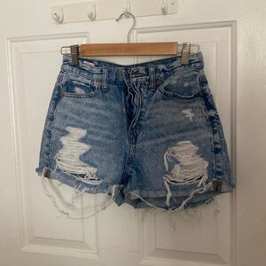 American Eagle distressed denim high waisted shorts